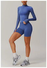Load image into Gallery viewer, Performance Contoured Zippered Yoga Outfit Long Sleeve