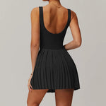 Load image into Gallery viewer, Luxurious Contoured Yoga Jumpsuit With Pleated Skirt Set