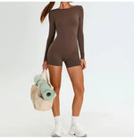 Load image into Gallery viewer, Backless Luxe Long Sleeve Yoga Jumpsuit Silhouette Chic