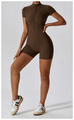 Load image into Gallery viewer, Seamless Contour Zippered Yoga Bodysuit Performance
