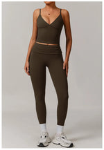 Load image into Gallery viewer, 2 Piece Seamless Contour Yoga Set Nylon Spandex Blend