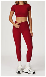 Load image into Gallery viewer, Two-Piece Contoured Breathable Yoga Set Leggings Silhouette