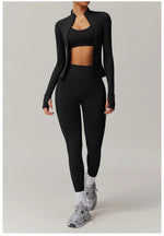 Load image into Gallery viewer, Performance Contoured Zippered Yoga Outfit Long Sleeve