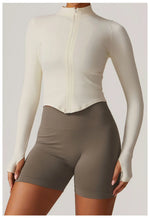 Load image into Gallery viewer, Seamless Contour Yoga Top With Zippered Long Sleeve
