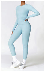 Load image into Gallery viewer, Seamless Sculpted Yoga Core Set Leggings Ribbed Contour