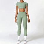 Load image into Gallery viewer, Seamless Sculpted Yoga Core Set Leggings Ribbed Contour