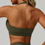 Load image into Gallery viewer, Ribbed Breathable Hanging Neck Sports Bra Performance