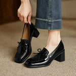 Load image into Gallery viewer, Women's Tassel Loafer Pumps Block Heel Round Toe Heels
