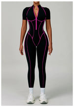 Load image into Gallery viewer, Contoured Zippered Performance Yoga Jumpsuit Nylon Knit