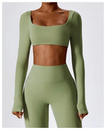 Load image into Gallery viewer, Contour Seamless Crop Yoga Performance Wear Long Sleeve