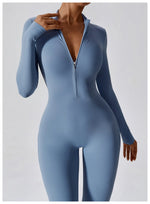 Load image into Gallery viewer, Zippered Contour Yoga Jumpsuit With Performance Gear