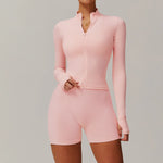 Load image into Gallery viewer, Performance Contoured Zippered Yoga Outfit Long Sleeve