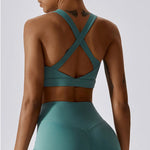Load image into Gallery viewer, Crossed Shoulder Strap Yoga Bra Premium Nylon Spandex