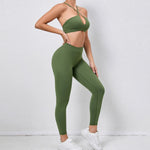 Load image into Gallery viewer, Two Piece Ribbed Seamless Studio Yoga Set Cross Back