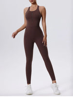 Load image into Gallery viewer, Zippered Contoured One-Piece Yoga Set Performance Wear