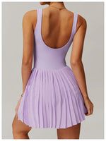 Load image into Gallery viewer, Luxurious Contoured Yoga Jumpsuit With Pleated Skirt Set