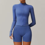 Load image into Gallery viewer, Performance Contoured Zippered Yoga Outfit Long Sleeve