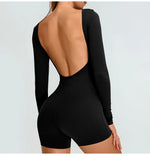 Load image into Gallery viewer, Backless Luxe Long Sleeve Yoga Jumpsuit Silhouette Chic