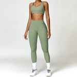 Load image into Gallery viewer, Seamless Two Piece Yoga Set Contour Silhouette Leggings