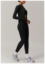 Load image into Gallery viewer, Performance Contoured Zippered Yoga Outfit Long Sleeve