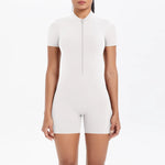 Load image into Gallery viewer, Light Weight Zippered Short Sleeve Jumpsuit Nylon Fabric