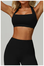 Load image into Gallery viewer, Ribbed Breathable Hanging Neck Sports Bra Performance