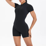 Load image into Gallery viewer, Light Weight Zippered Short Sleeve Jumpsuit Nylon Fabric