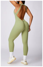 Load image into Gallery viewer, Backless Contour Jumpsuit Set with Seamless Performance