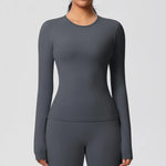 Load image into Gallery viewer, Luxurious Breathable Contoured Long Sleeve Yoga Top Nylon