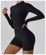Load image into Gallery viewer, Zippered Long Sleeve Contour Yoga Jumpsuit Performance