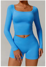 Load image into Gallery viewer, Performance Contour Knit Long Sleeve Yoga Top Nylon Spandex
