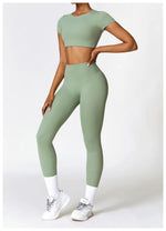 Load image into Gallery viewer, Seamless Sculpted Yoga Core Set Leggings Ribbed Contour
