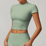 Load image into Gallery viewer, Sculpted Performance Yoga Top Short Sleeve Premium Nylon