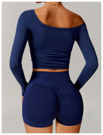 Load image into Gallery viewer, Performance Contour Knit Long Sleeve Yoga Top Nylon Spandex