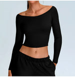Load image into Gallery viewer, Off Shoulder Contour Seamless Athleisure Top Nylon