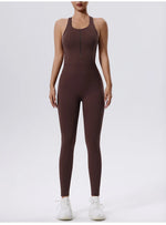 Load image into Gallery viewer, Zippered Contoured One-Piece Yoga Set Performance Wear