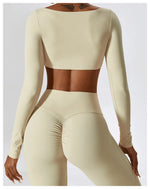 Load image into Gallery viewer, Contour Seamless Crop Yoga Performance Wear Long Sleeve
