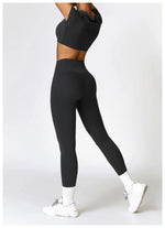 Load image into Gallery viewer, Seamless Sculpted Yoga Core Set Leggings Ribbed Contour