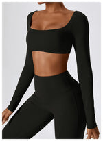 Load image into Gallery viewer, Contour Seamless Crop Yoga Performance Wear Long Sleeve