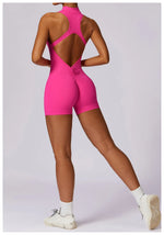 Load image into Gallery viewer, Luxurious Contour Performance Zip Front Yoga Romper