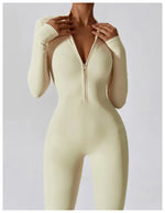 Load image into Gallery viewer, Zippered Contour Yoga Jumpsuit With Performance Gear