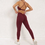Load image into Gallery viewer, Two Piece Ribbed Seamless Studio Yoga Set Cross Back