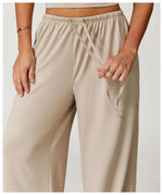 Load image into Gallery viewer, Breathable Contour Drawstring Wide Leg Athletic Pants