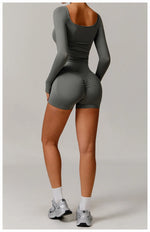Load image into Gallery viewer, Performance Contour Knit Long Sleeve Yoga Top Nylon Spandex