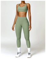 Load image into Gallery viewer, Seamless Two Piece Yoga Set Contour Silhouette Leggings
