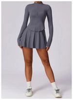 Load image into Gallery viewer, Luxurious Contoured Yoga Set Zippered Front Seamless Nylon