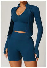Load image into Gallery viewer, Seamless Contour Yoga Top With Zippered Long Sleeve