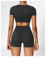 Load image into Gallery viewer, Seamless Contour Fit Yoga Crop Top Light Weight Nylon Knit