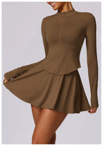 Load image into Gallery viewer, Luxurious Contoured Yoga Set Zippered Front Seamless Nylon