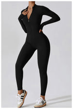 Load image into Gallery viewer, Zippered Contour Yoga Jumpsuit With Performance Gear